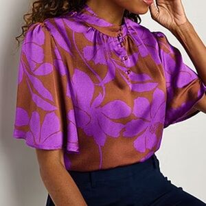 Purple and Red Floral Blouse